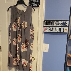 Umgee Mini Dress XL Sleeveless Gray Floral